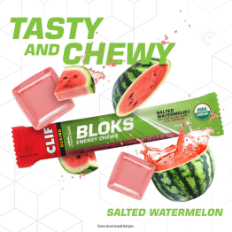 Clif Bloks Energy Chews - Salted Watermelon Flavor with 2X Sodium
