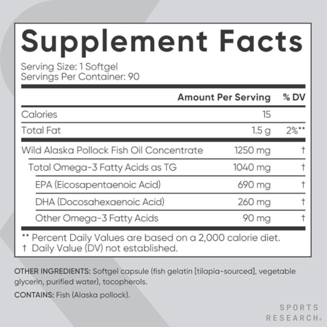 Sports Research Omega-3 Fish Oil - 90 sofgels